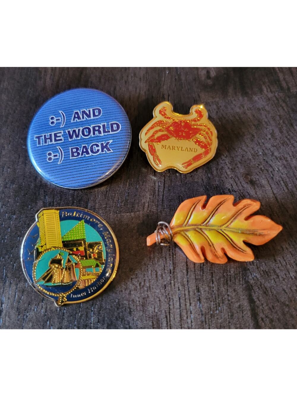 LOT OF 4 VINTAGE Baltimore Maryland Themed Travel Pins Pinback